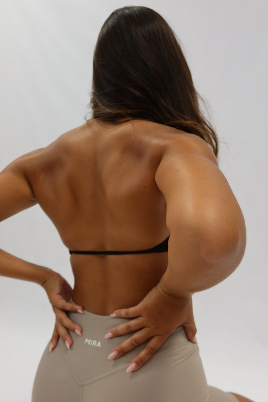 FORM V NECK CROP TOP BLACK