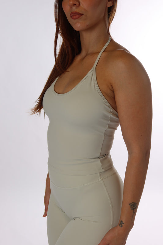 HALTER BACK TIE TANK TOP CREAM